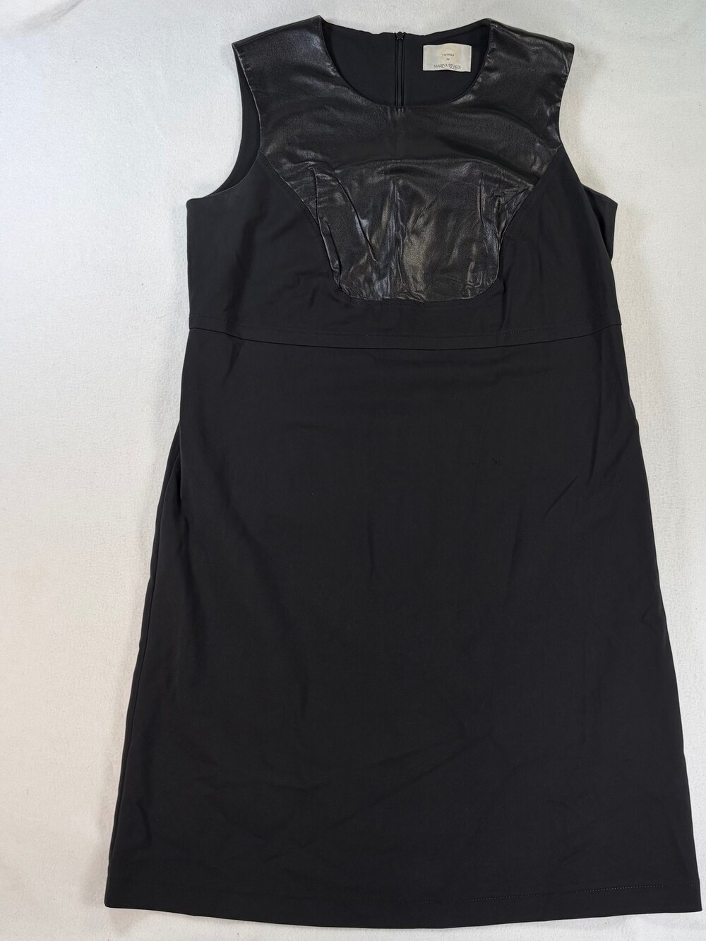 Marina Rinaldi Voyage Sheath Dress Faux Leather Panel Sleeveless Black Size 23